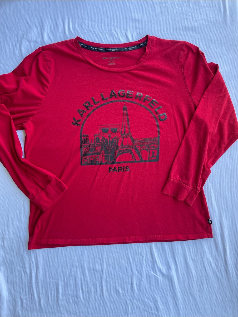 Karl Lagerfeld Kids Red Long Sleeve Paris Graphic Tee